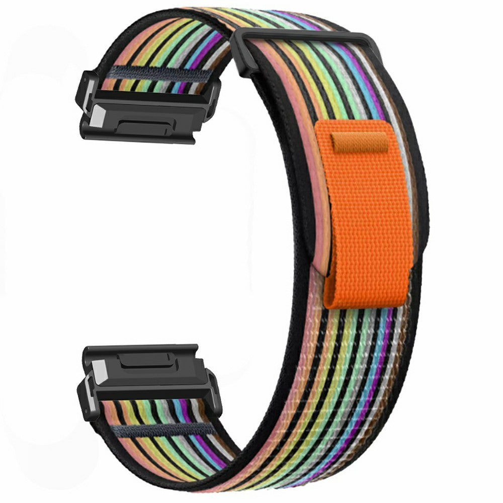 Watch Band for Garmin Fenix 7X / 6X / 5X Replacement Nylon Adjustable Loop Fastener Strap - Rainbow+Black#serie_4