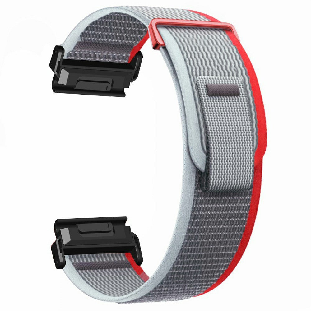 Watch Band for Garmin Fenix 7X / 6X / 5X Replacement Nylon Adjustable Loop Fastener Strap - Grey+Red#serie_5