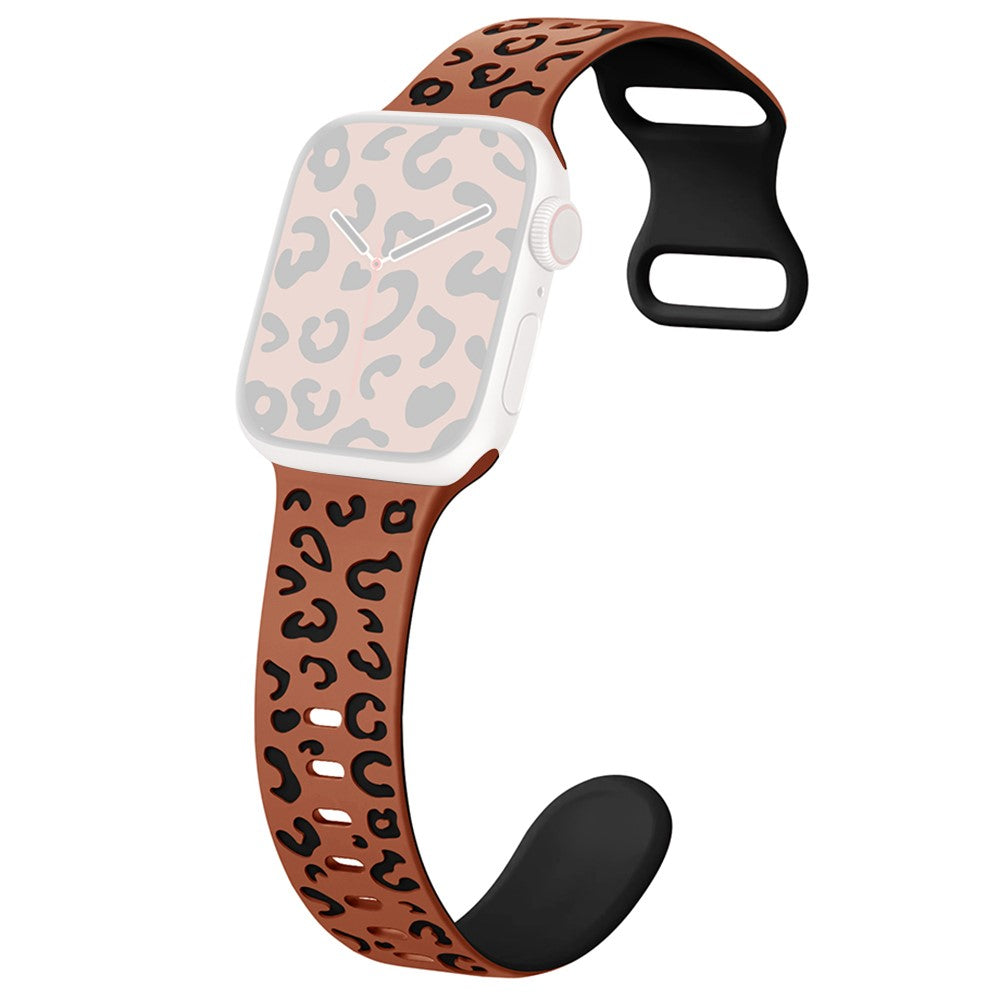 Apple Watch Series 41mm - 40mm - 38mm Leopard Silicone Strap - Brown+Black#serie_9