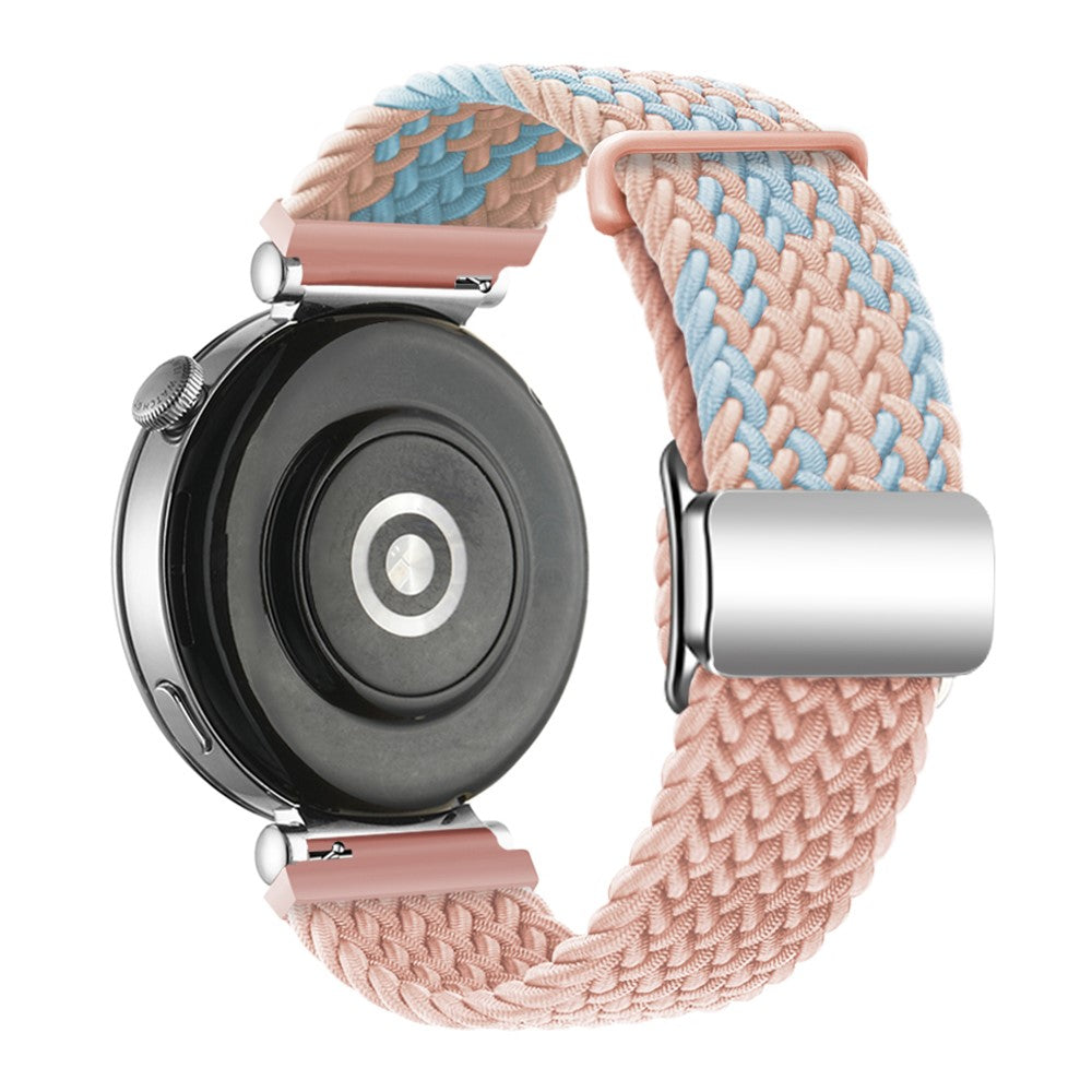 Huawei Watch GT 4 41mm Universal 18mm Watch Strap Woven Wrist Band with Silver Magnetic Buckle - Blue+Pink+Pink#serie_8