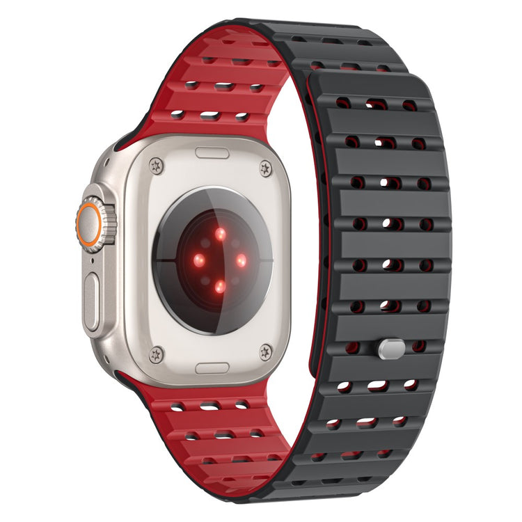 Apple Watch Series 49mm - 45mm - 44mm - 42mm Magnetic Silicone Watch Band - Black+Red#serie_3