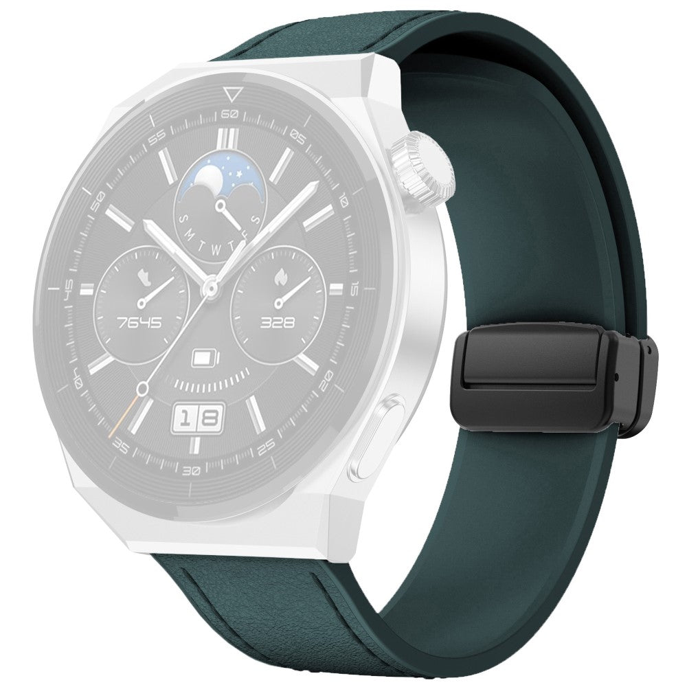 Huawei Watch 4 / 4 Pro / GT 4 46mm Watch Strap 22mm Magnetic Leather Coated Silicone Band - Midnight Green#serie_1