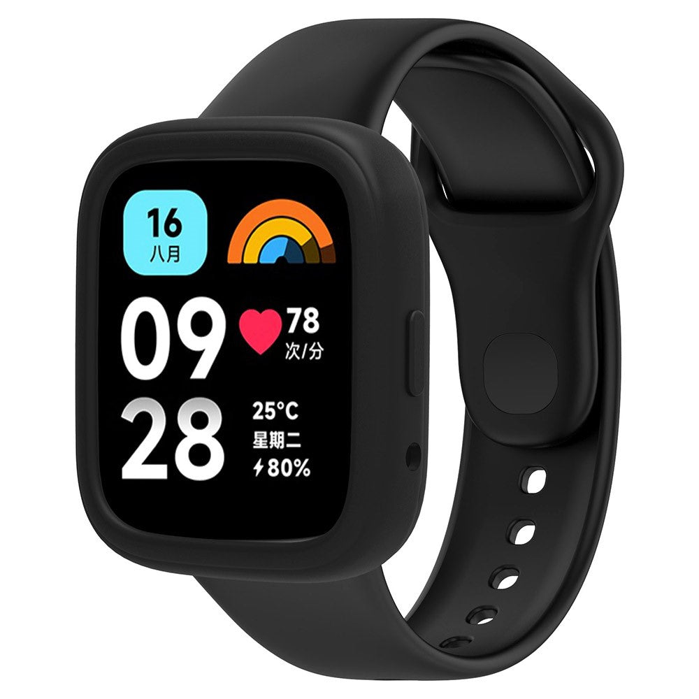 Xiaomi Redmi Watch 3 Active Silicone Strap Replacement Wrist Band with Watch Case - Black#serie_1