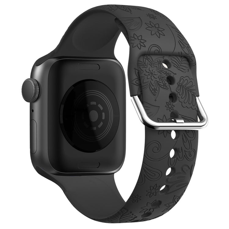 Apple Watch Series 49mm - 45mm - 44mm - 42mm Pattern Imprinted Silicone Strap - Black#serie_1