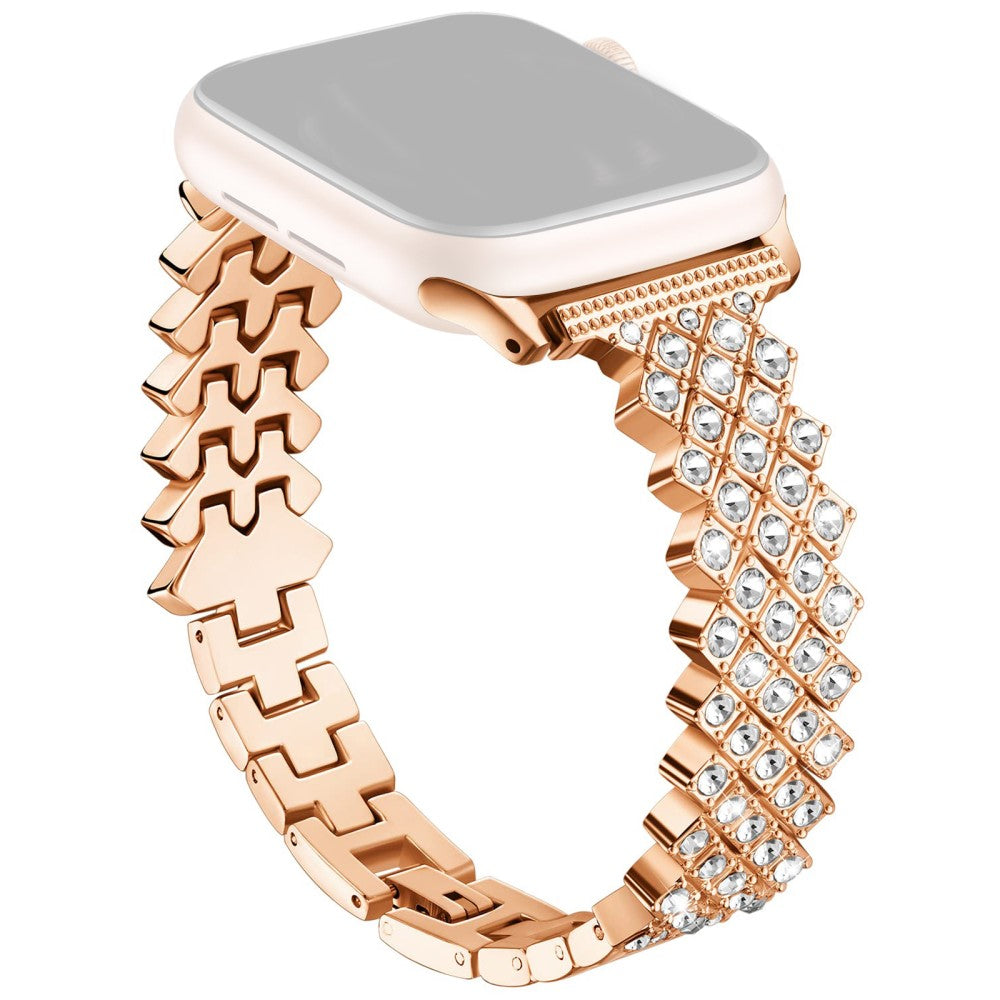 Apple Watch Series 41mm - 40mm - 38mm Watch Strap Rhinestone Decor Zinc Alloy Band - Rose Gold#serie_2