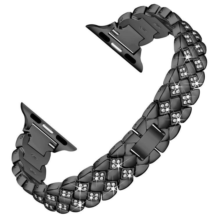 Apple Watch Series 49mm - 45mm - 44mm - 42mm Rhombus Design Zinc Alloy Watch Strap - Black#serie_1