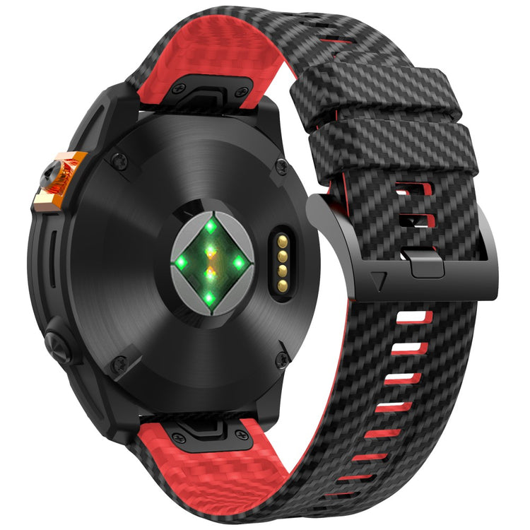 Garmin Fenix 7X Quickfit 26mm Carbon Fiber Texture Watch Strap Adjustable Silicone Band - Black+Red#serie_5