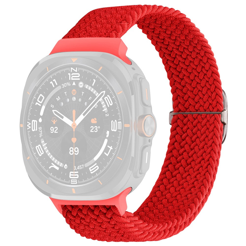 Samsung Galaxy Watch Ultra 47mm Braided Watch Band Adjustable Nylon Replacement Strap - Red / White Buckle#serie_8