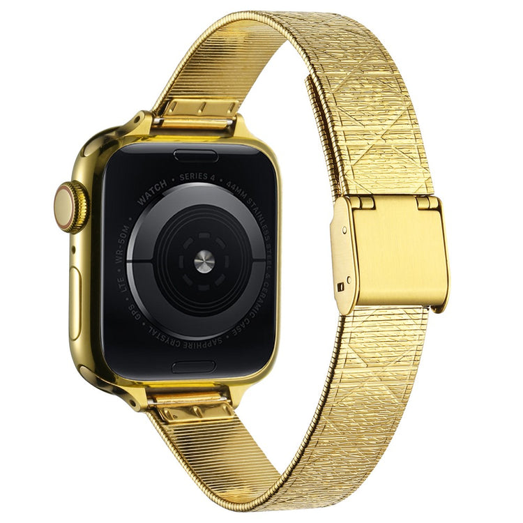 Apple Watch Series 49mm - 45mm - 44mm - 42mm Rhombus Grid Stainless Steel Watch Band - Gold#serie_2