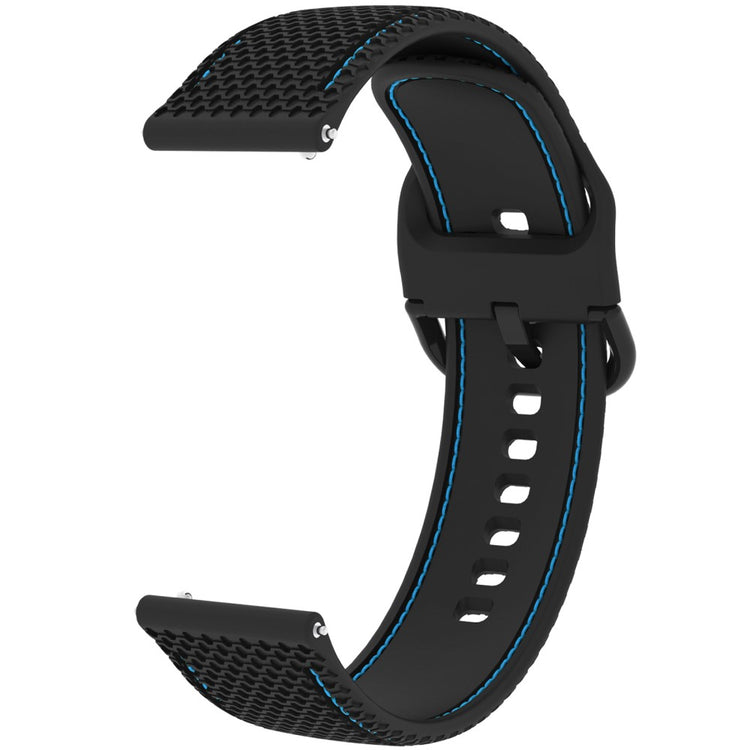 Samsung Galaxy Watch3 45mm / Garmin Forerunner 265 / Venu 3 Stitching Line Silicone Watch Band 22mm Wrist Strap - Black+Blue Line#serie_4