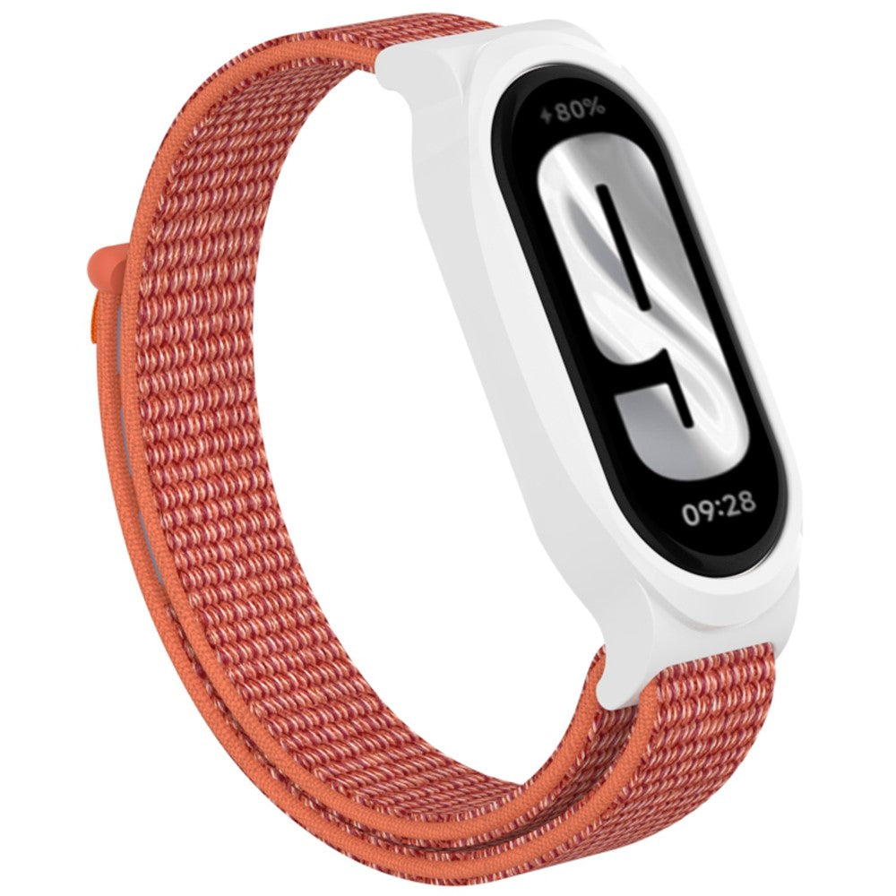 Xiaomi Mi Band 9 / Smart Band 8 Watch Band Nylon Loop Wrist Strap with Bump Resistant Watch Case - Rose Red#serie_6