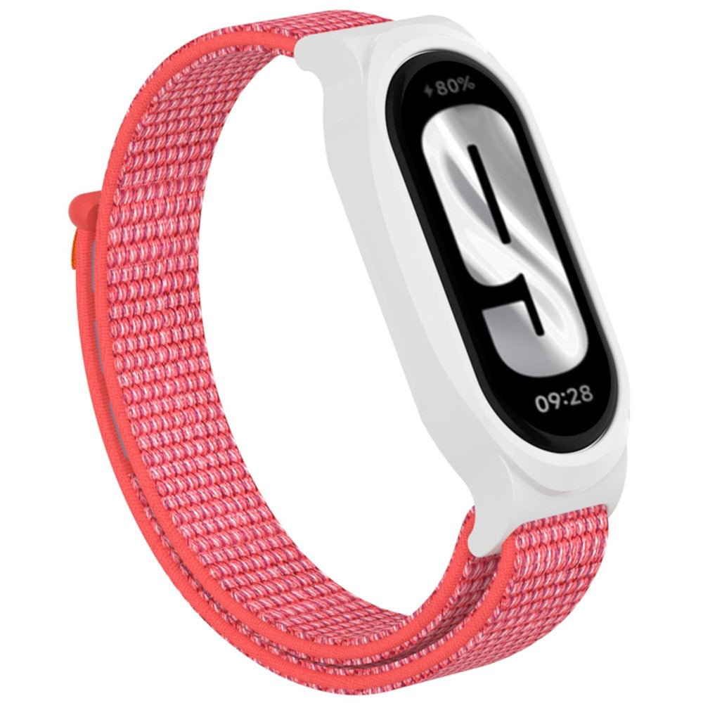 Xiaomi Mi Band 9 / Smart Band 8 Watch Band Nylon Loop Wrist Strap with Bump Resistant Watch Case - Hibiscus Pink#serie_10