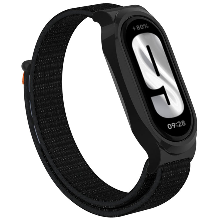 Xiaomi Mi Band 9 / Smart Band 8 Watch Band Nylon Loop Wrist Strap with Bump Resistant Watch Case - Reflective Black#serie_13