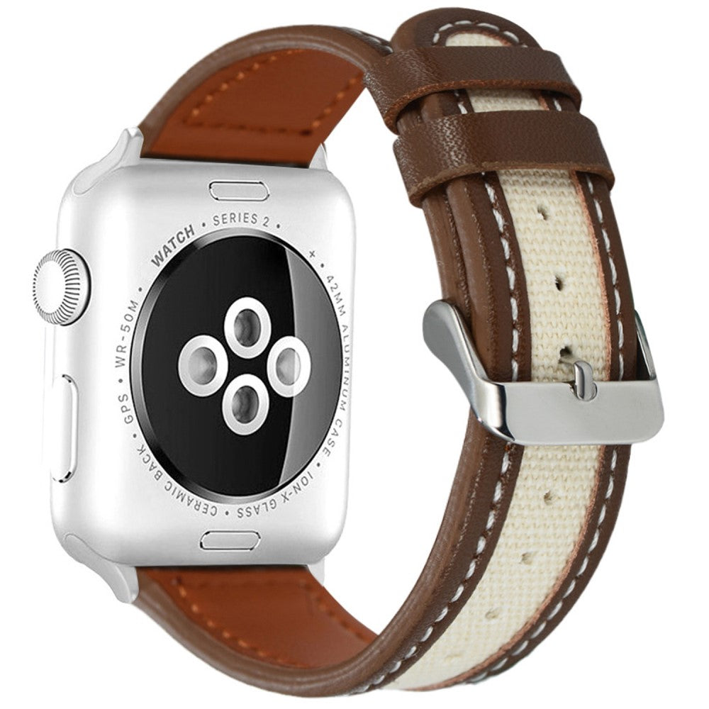 KALEBOL Apple Watch Series 49mm - 45mm - 44mm - 42mm Dual Color Watch Band - Tan+White#serie_2