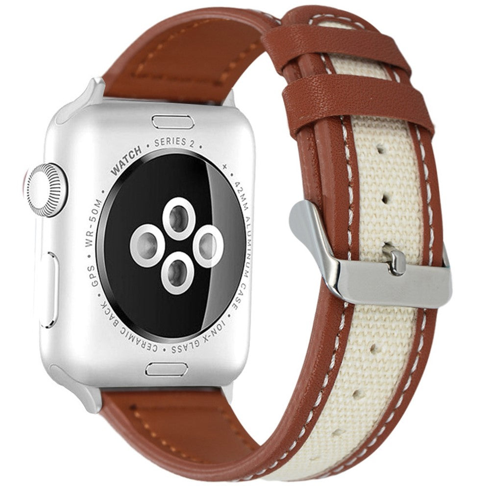 KALEBOL Apple Watch Series 49mm - 45mm - 44mm - 42mm Dual Color Watch Band - Red Brown+White#serie_3