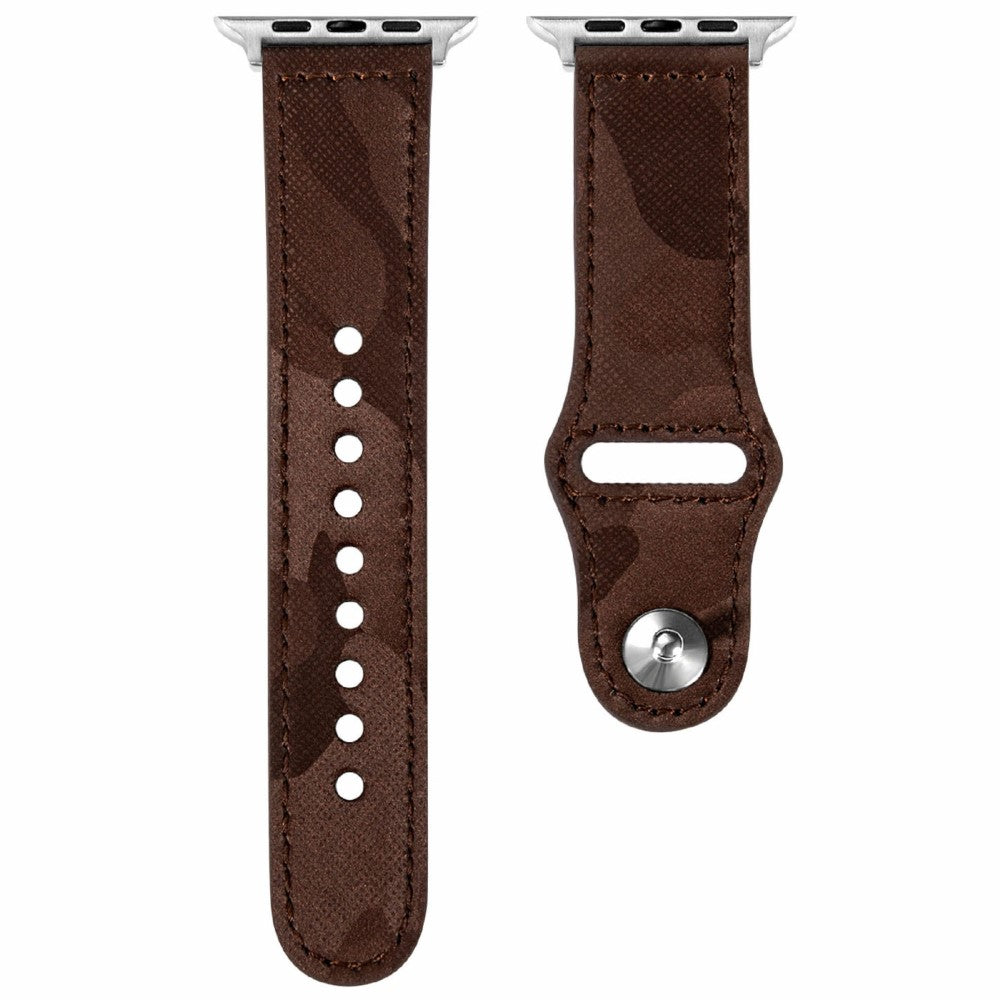 KALEBOL Apple Watch Series 41mm - 40mm - 38mm Genuine Cow Leather Strap Camouflage - Red Brown#serie_3