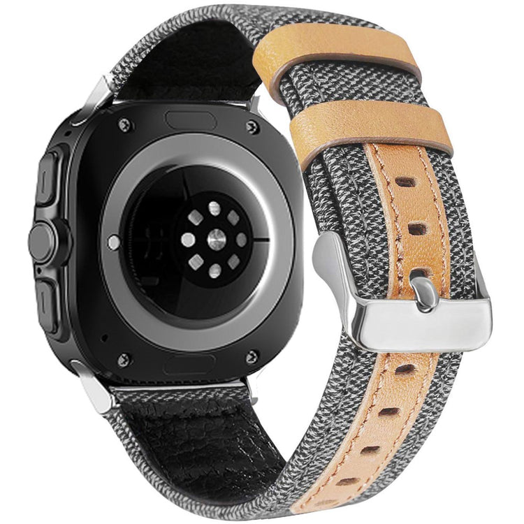 Samsung Galaxy Watch Ultra 47mm Watch Strap Canvas + Vegan Leather Wrist Band Replacement - Grey#serie_1