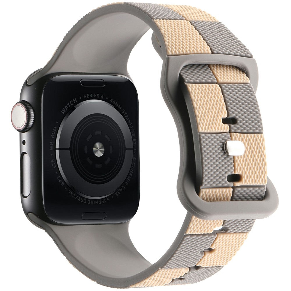 Apple Watch Series 49mm - 45mm - 44mm - 42mm Checkerboard Silicone Band - Grey+Brown#serie_4