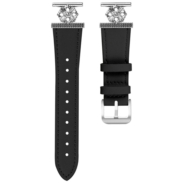 Huawei Watch 2 Watch Band Genuine Cow Leather Flower Decor Adjustable Strap - Black#serie_2