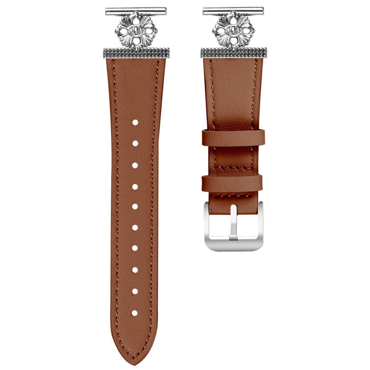 TicWatch GTH Watch Band Genuine Cow Leather Flower Decor Adjustable Strap - Brown#serie_4