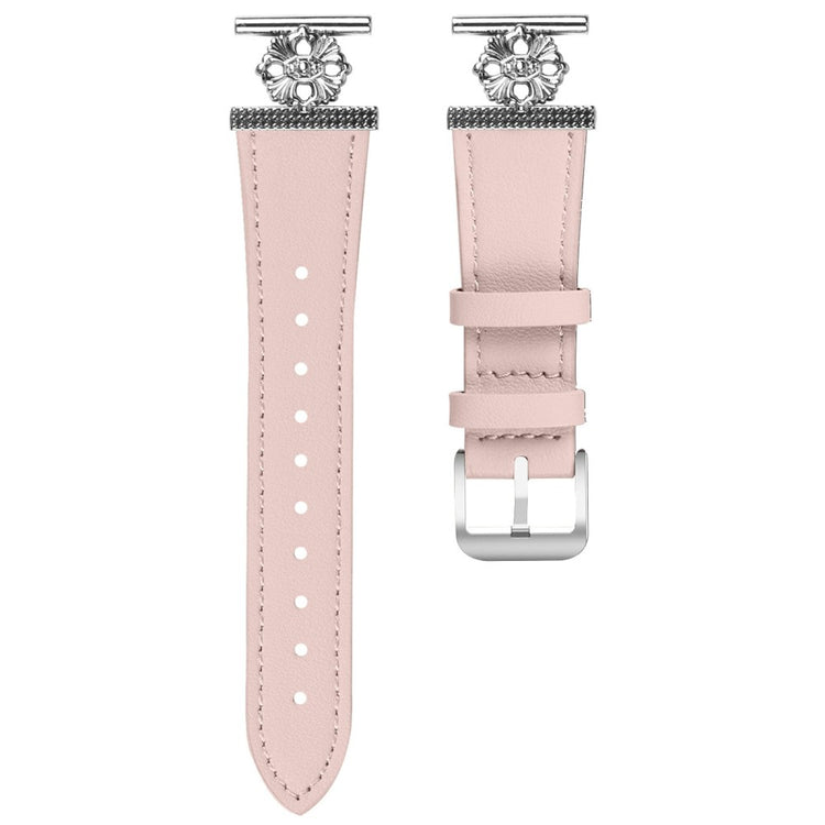 Verizon Gizmo Watch 3 (Men Version) Watch Band Genuine Cow Leather Flower Decor Adjustable Strap - Pink#serie_3