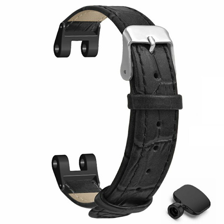 Garmin Lily Watch Band Bamboo Texture Vegan Leather Adjustable Strap - Black#serie_1