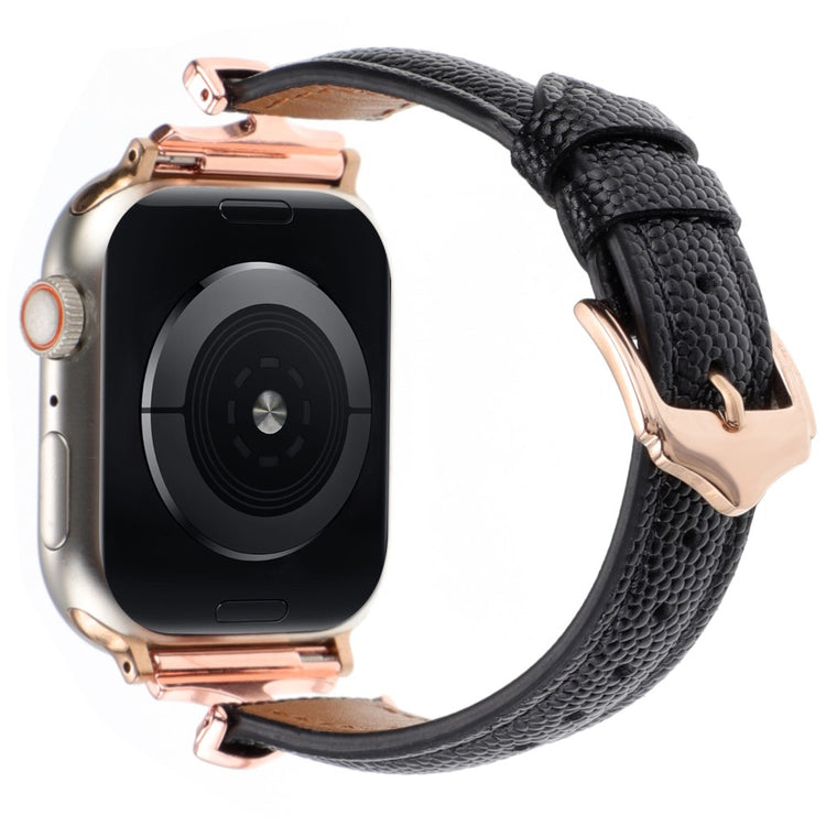 Apple Watch Series 49mm - 45mm - 44mm - 42mm Leather Watch Band - Rose Gold / Black#serie_2