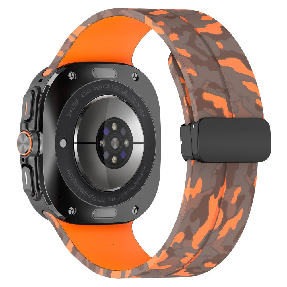 Samsung Galaxy Watch Ultra 47mm Watch Band Camouflage Pattern Silicone Strap with Magnetic Buckle - Orange#serie_1