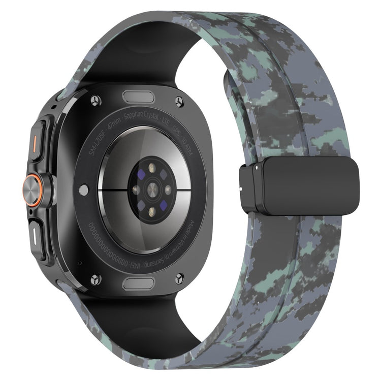 Samsung Galaxy Watch Ultra 47mm Watch Band Camouflage Pattern Silicone Strap with Magnetic Buckle - Black#serie_3