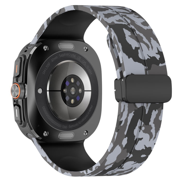 Samsung Galaxy Watch Ultra 47mm Watch Band Camouflage Pattern Silicone Strap with Magnetic Buckle - Dark Grey#serie_8