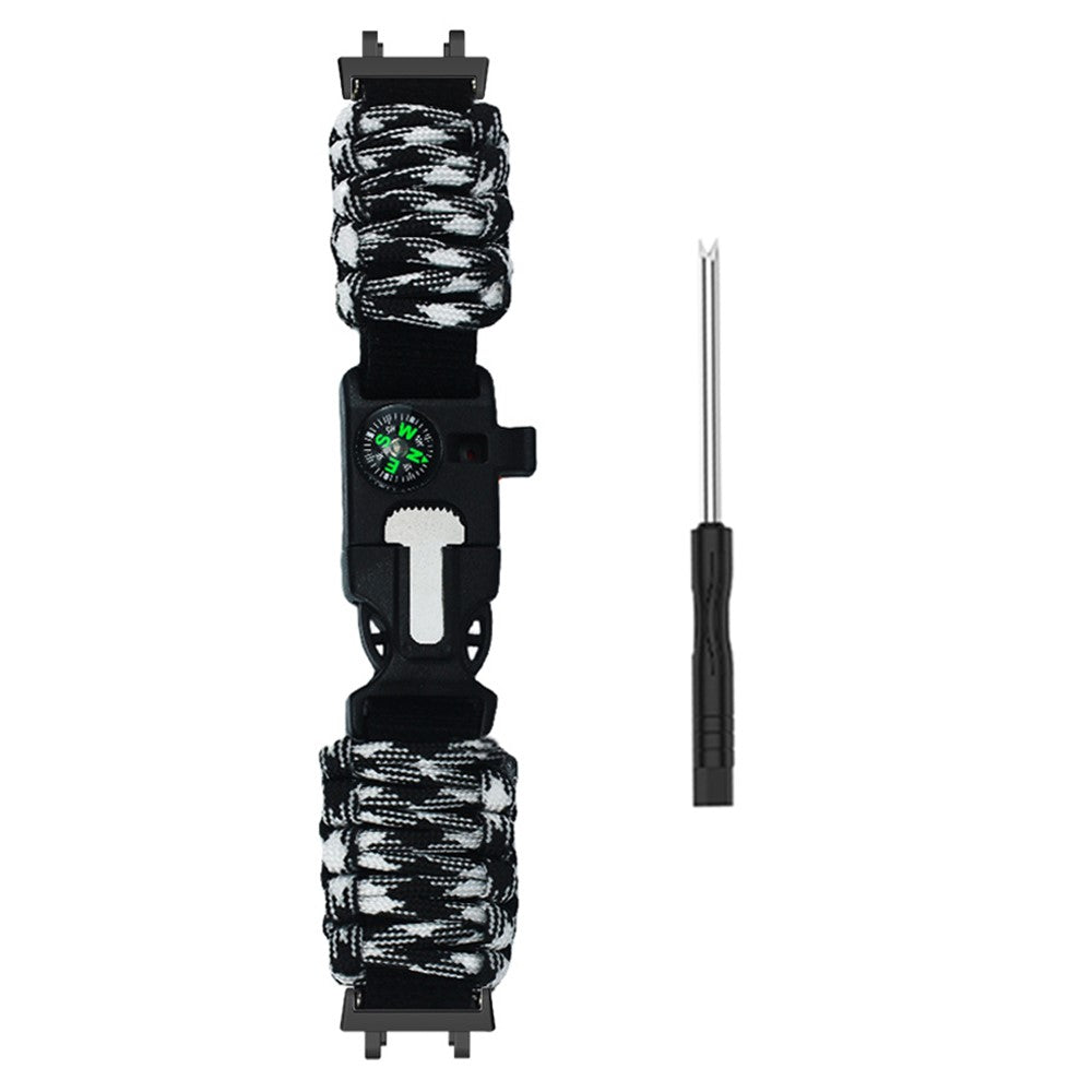 Huami Amazfit T-Rex 3 Outdoor Multifunction 7-Core Paracord Survival Bracelet Watch Strap - Black+White Camouflage#serie_2