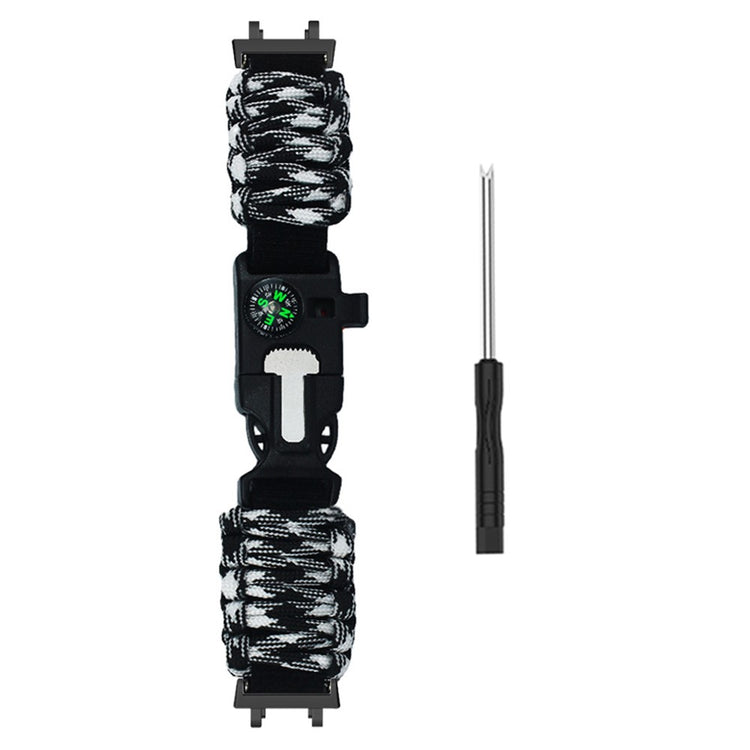 Huami Amazfit T-Rex 3 Outdoor Multifunction 7-Core Paracord Survival Bracelet Watch Strap - Black+White Camouflage#serie_2