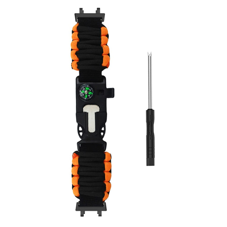 Huami Amazfit T-Rex 3 Outdoor Multifunction 7-Core Paracord Survival Bracelet Watch Strap - Black+Orange#serie_3