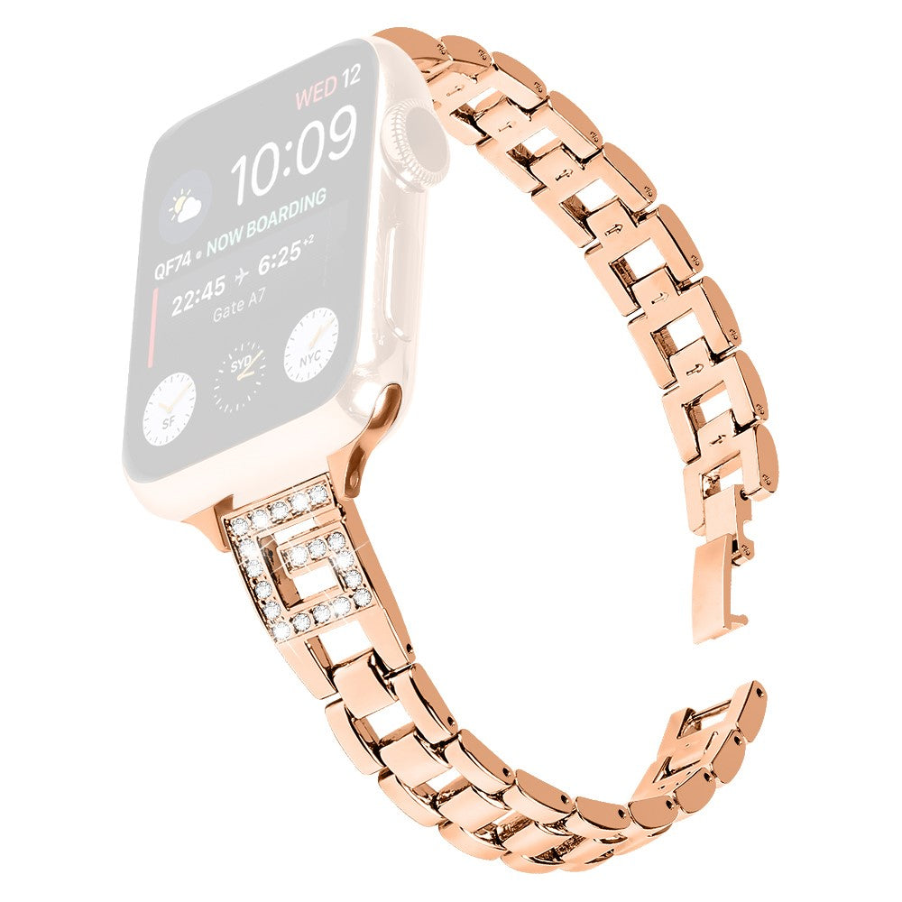 Strap Apple Watch Series 49mm - 45mm - 44mm - 42mm G-Shape Rhinestone Band - Rose Gold#serie_1