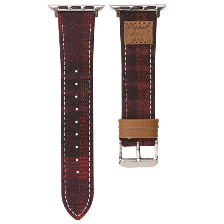 Wool + Leather Strap Apple Watch Series 49mm - 45mm - 44mm - 42mm - Wine Red#serie_2