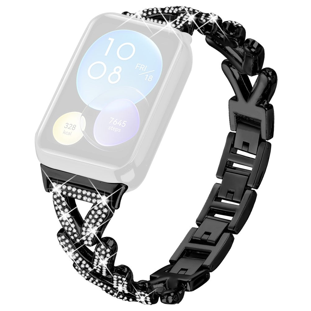 Metal Twisted Watch Band Rhinestone Decor Xiaomi Redmi Watch 4 Watch Strap - Black#serie_1