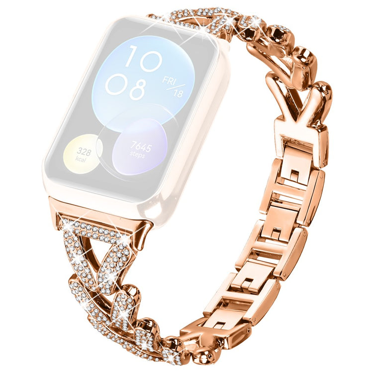 Metal Twisted Watch Band Rhinestone Decor Xiaomi Redmi Watch 4 Watch Strap - Rose Gold#serie_3