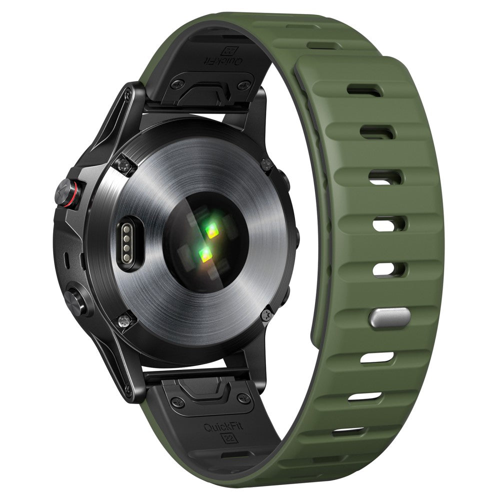 22mm Magnetic Strap Garmin Fenix 8 47mm / Fenix E 47mm / Quatix 7 Pro Silicone Watch Band - Army Green+Black#serie_1