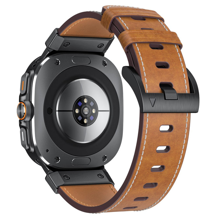 Samsung Galaxy Watch Ultra 47mm Genuine Cow Leather Watch Band Minimalist Sport Strap - Dark Brown / Crazy Horse Texture#serie_3