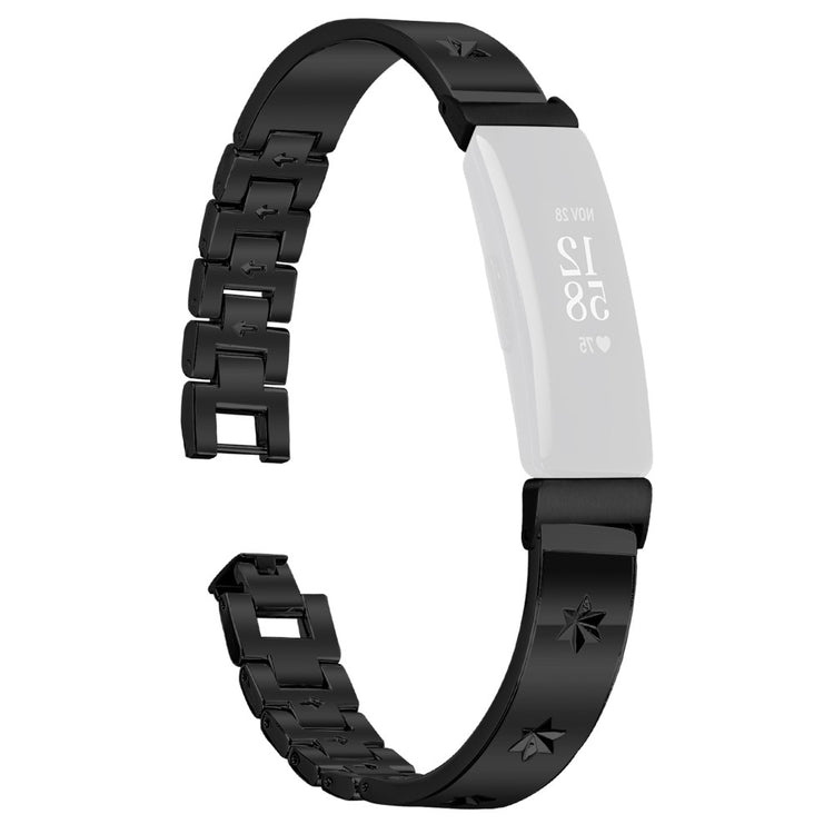 Fitbit Inspire 2 Replacement Strap Metal Watch Band Snowflake Pattern - Black#serie_1