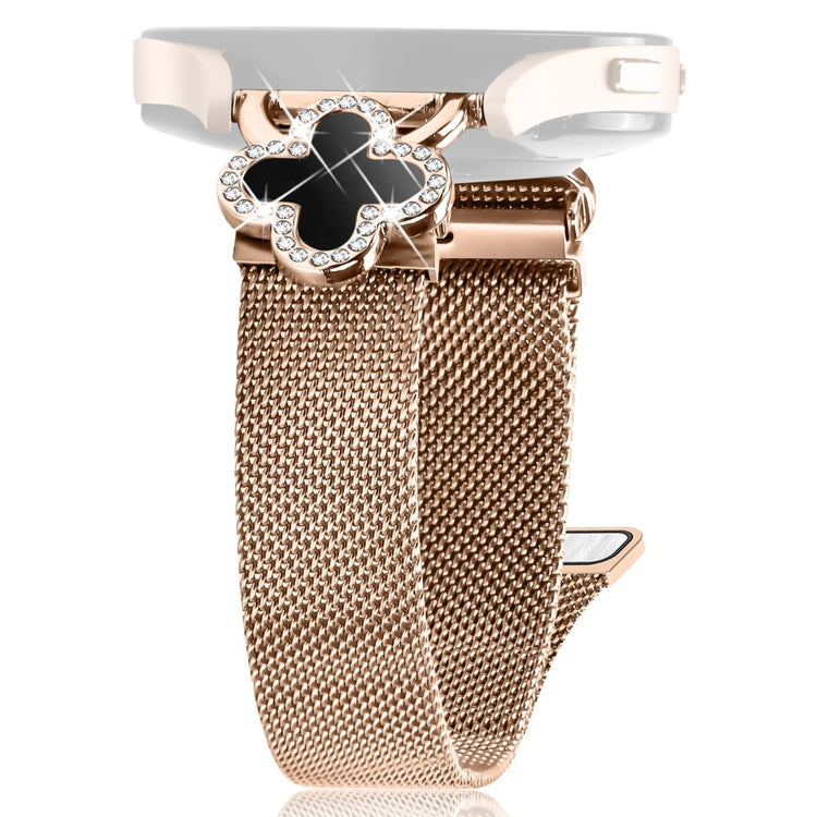 Coros Apex 42mm Milanese Band Clover Decor Electroplated Stainless Steel Strap, Size: L - Rose Gold  /  Black#serie_4