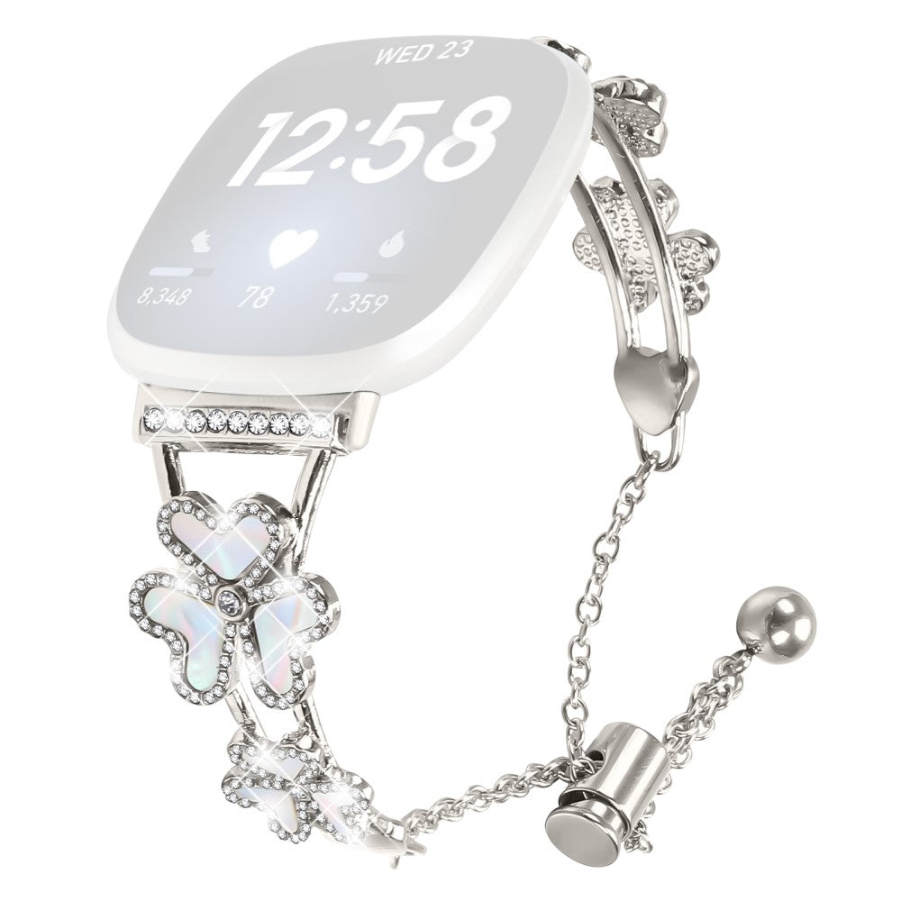 Metal Band Heart Clover Decor Fitbit Versa 4 / Sense 2 Watch Bracelet Replacement - Starlight#serie_1