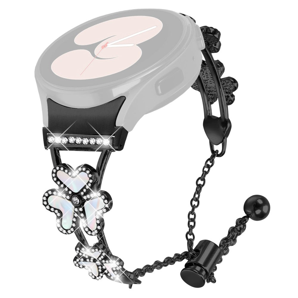 Metal Band with Quick Release Connector Samsung Galaxy Watch7 44mm / 40mm Heart Clover Decor Watch Strap - Black#serie_1