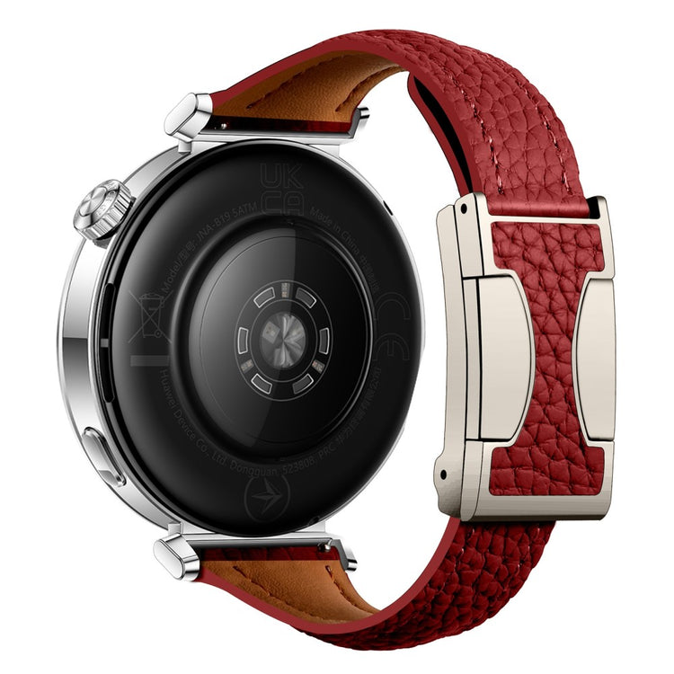 20mm Genuine Cow Leather Strap Samsung Galaxy Watch7 44mm / 40mm / Huawei Watch GT 3 42mm Litchi Texture Magnetic Watch Band - Red#serie_5