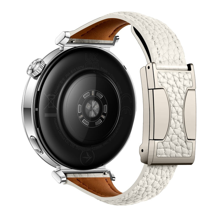 20mm Genuine Cow Leather Strap Samsung Galaxy Watch7 44mm / 40mm / Huawei Watch GT 3 42mm Litchi Texture Magnetic Watch Band - Beige#serie_8