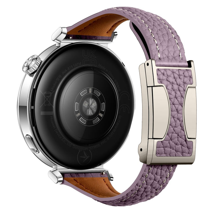 20mm Genuine Cow Leather Strap Samsung Galaxy Watch7 44mm / 40mm / Huawei Watch GT 3 42mm Litchi Texture Magnetic Watch Band - Purple#serie_11