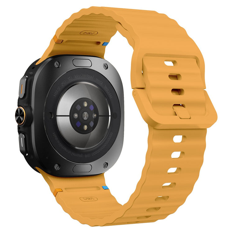 Samsung Galaxy Watch Ultra 47mm Silicone Watch Strap Wave Stitching Wrist Band - Yellow#serie_4