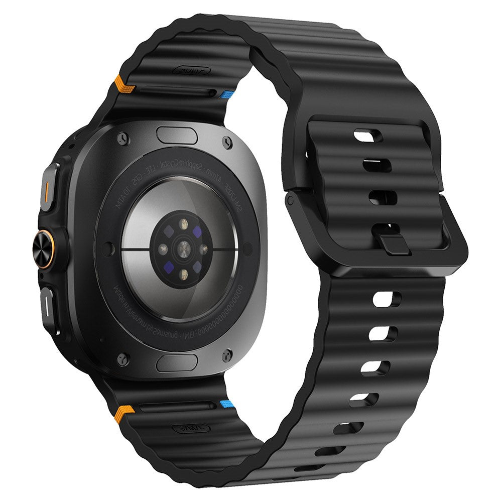Samsung Galaxy Watch Ultra 47mm Silicone Watch Strap Wave Stitching Wrist Band - Black#serie_5