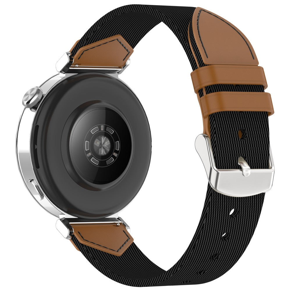 Watch Strap Huawei Watch GT 5 Pro 42mm / GT 5 41mm / GT 4 41mm Universal 18mm Nylon Leather Wrist Band - Black+Brown#serie_1