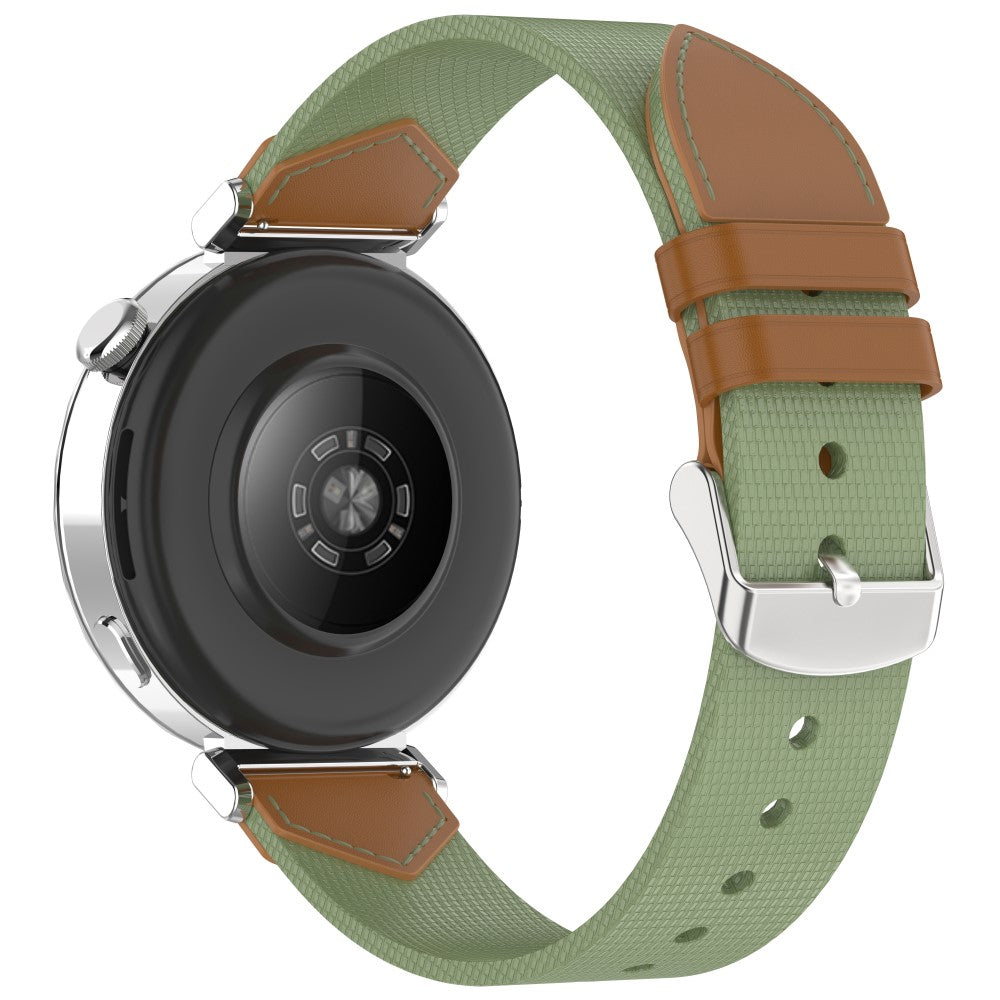 Watch Strap Huawei Watch GT 5 Pro 42mm / GT 5 41mm / GT 4 41mm Universal 18mm Nylon Leather Wrist Band - Green+Brown#serie_2